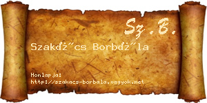 Szakács Borbála névjegykártya